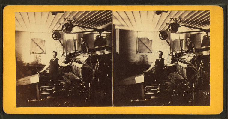 Men and printing press, Brattleboro, Vt.
