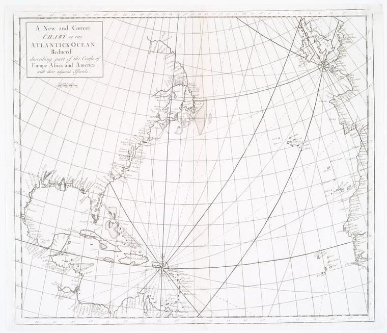A New and correct chart of the Atlantick Ocean reduced : describing part of the coasts of Europe, Africa and America, with their adjacent islands.