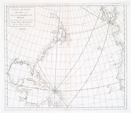 A New and correct chart of the Atlantick Ocean reduced : describing part of the coasts of Europe, Africa and America, with their adjacent islands.