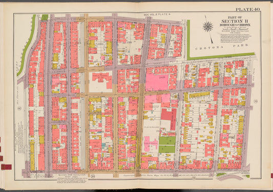 Double Page Plate No. 40, Part of Section 11, Borough of the Bronx: [Bounded by E. 171st Street, Fulton Avenue, Crotona Park South, Clinton Avenue, E. 169th Street and Clay Avenue]