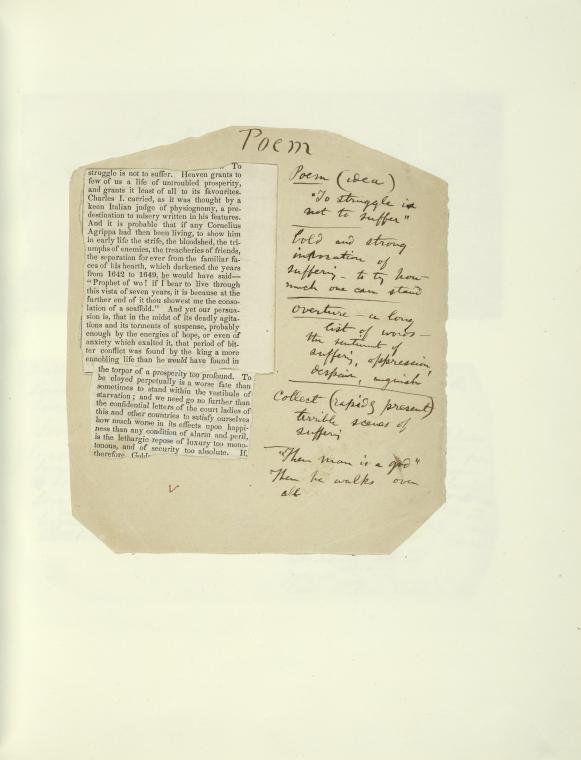 Leaf mounted with one holograph manuscript written on a scrap of light tan paper: Poem (idea)