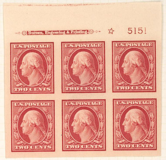 2c carmine Washington block of six