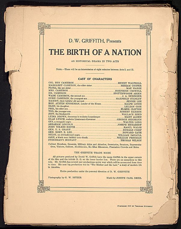 D.W. Griffith's Birth of a nation.