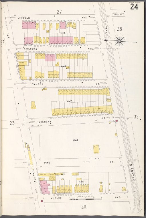Brooklyn V. 8, Plate No. 24 [Map bounded by Lincoln Ave., Atlantic Ave., Wuclid Ave., Fulton St.]