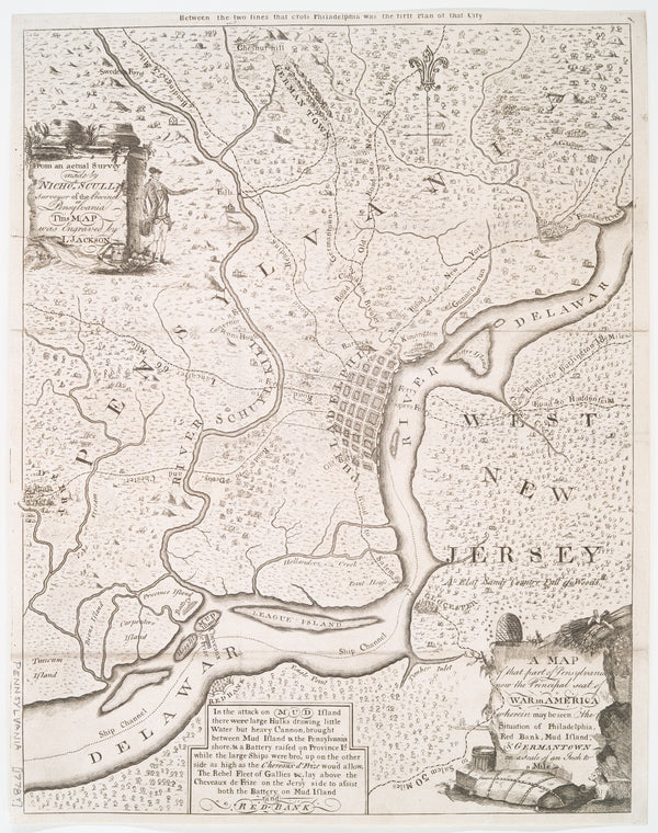 A map of that part of Pensylvania now the principal seat of war in America: wherein may be seen the situation of Philadelphia, Red Bank, Mud Island, & Germantown