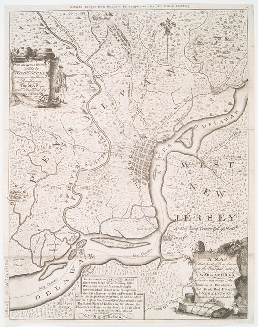 A map of that part of Pensylvania now the principal seat of war in America: wherein may be seen the situation of Philadelphia, Red Bank, Mud Island, & Germantown