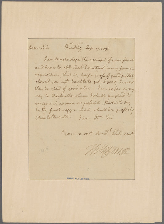 Letter to unknown correspondent