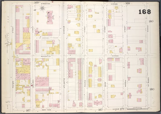 Brooklyn, V. 7, Double Page Plate No. 168 [Map bounded by Kingston Ave., St.Marks Ave., New York Ave., Fulton St.]