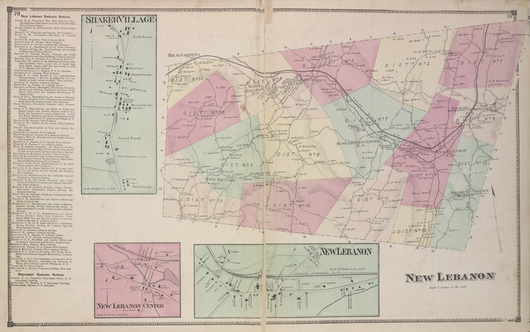 New Lebanon Business Notices; Shaker Village [Village]; New Lebanon Center [Village]; New Lebanon [Village]; New Lebanon [Township]