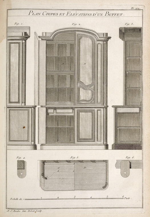 Plan coupes et elévations d'un buffet.