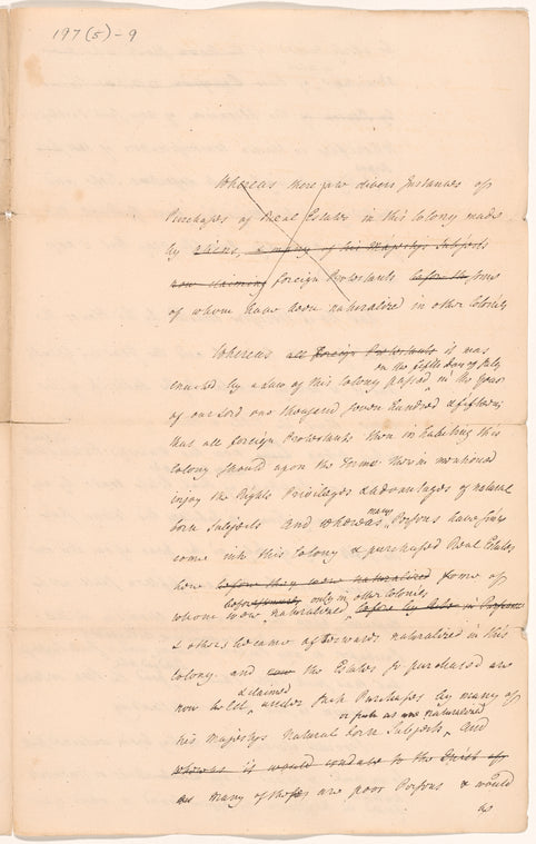 A draft of the Alien bill presented to be substituted in the stead of that put up by the House