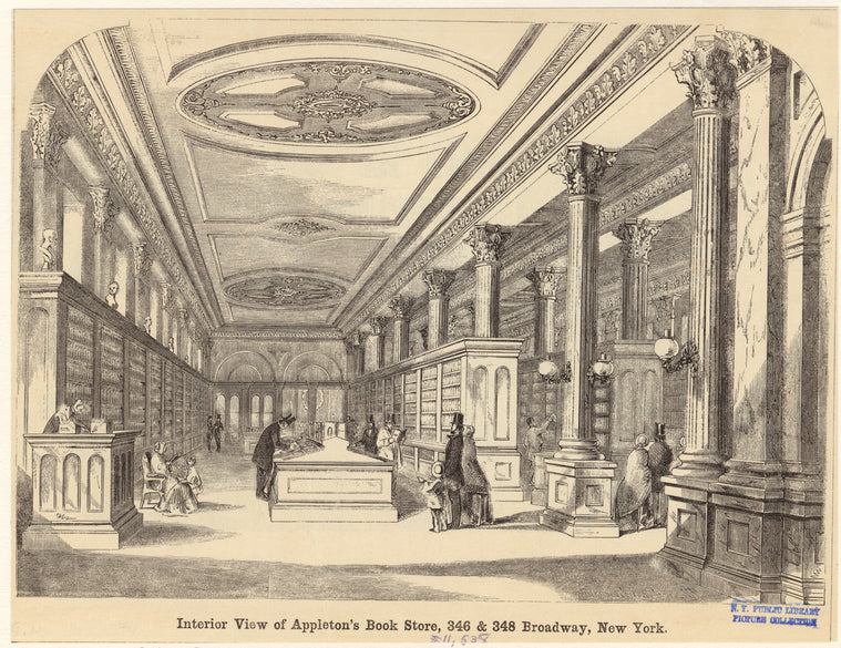 Interior view of Appleton's Book Store, 346 & 348 Broadway, New York
