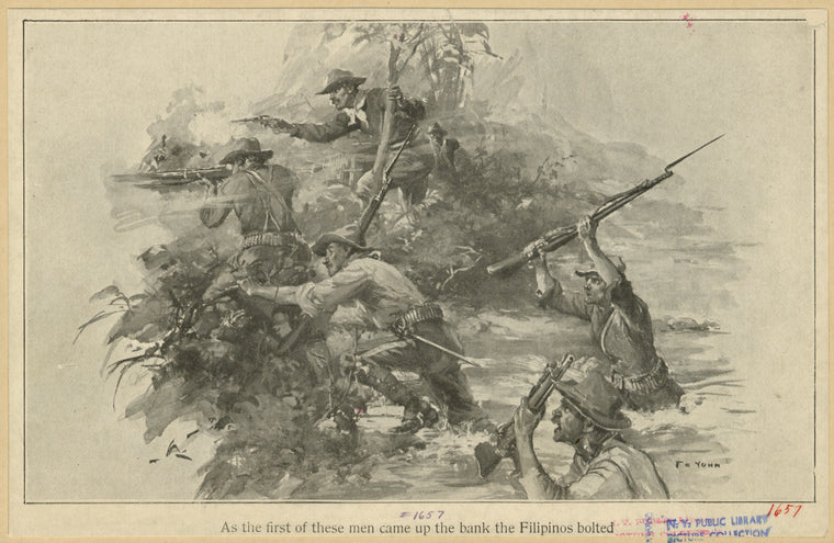 As the first of these men came up the bank the Filipinos bolted