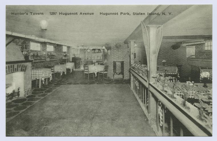 Hunter'sTavern, 1297 Huguenot Avenue, Huguenot Park, Staten Island, N.Y. [int. of dining area with hearth and dance floor]