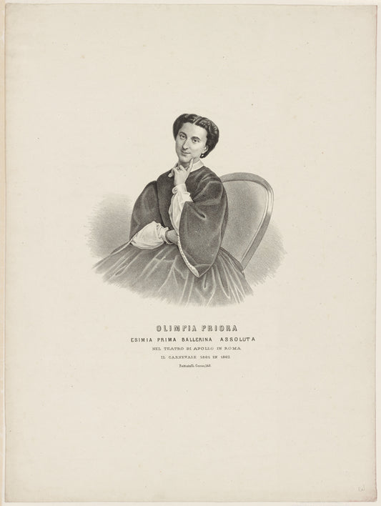 Olimpia Priora, esimia prima ballerina assoluta nel Teatro di Apollo in Roma, il carnevale 1861 in 1862.