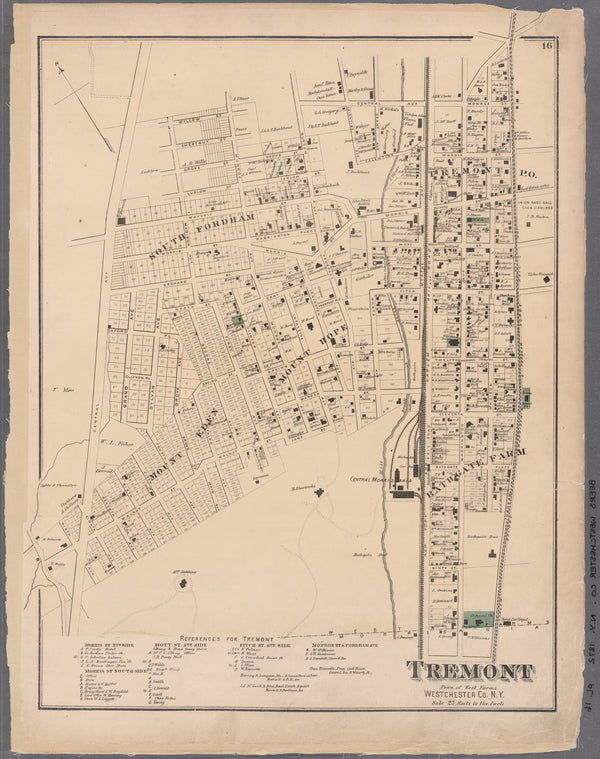 Plate 16: Tremont, Town of West Farms, Westchester Co. N.Y.