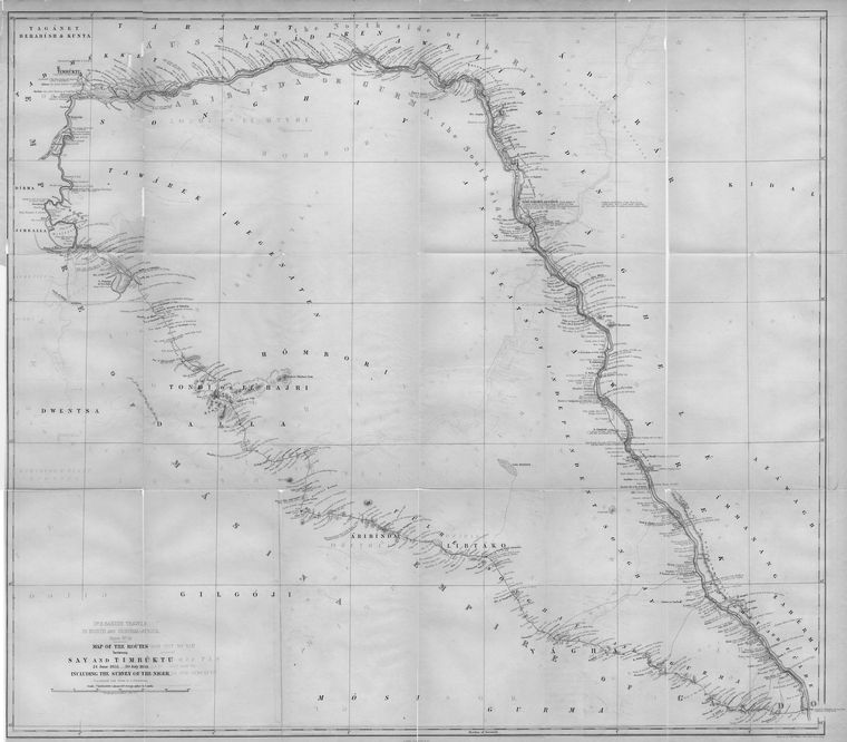 Map of the Routes between Say and Timbuktu 24 June 1853-30 July 1854.  Including the Survey of the Niger