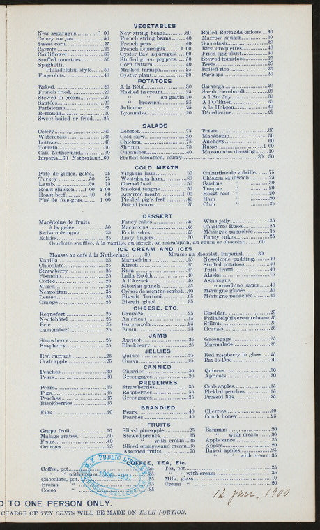 ALL PURPOSE MENU [held by] HOTEL NETHRLAND [at] "NEW YORK, NY" (HOTEL;)
