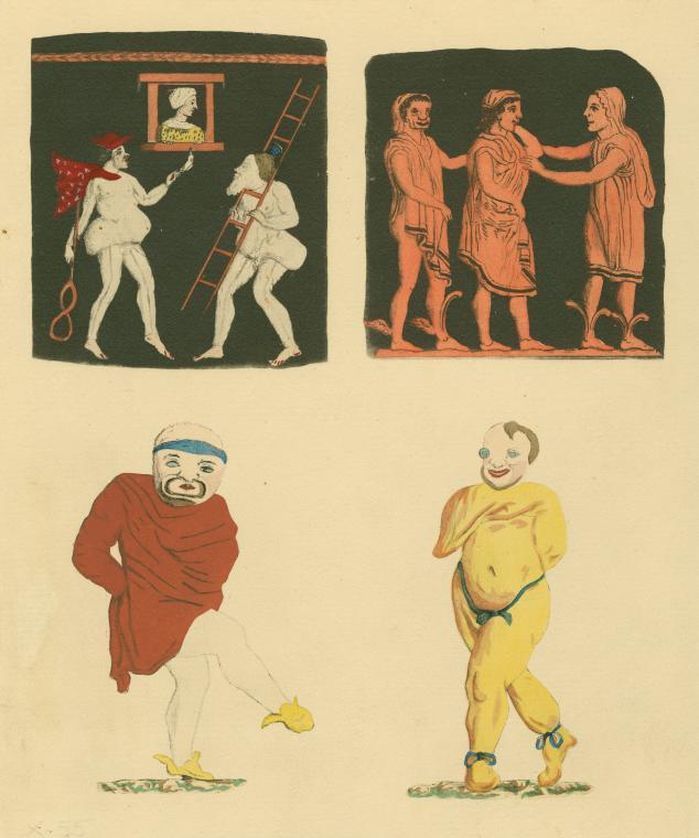 Scenes and pantomime actors of Roman comedy