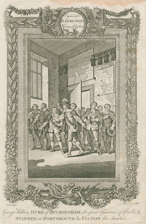 George Villiers Duke of Buckingham, the great favourite of Charles I. Stabbed at Portsmouth bu John Felton the assassin. (Engraved for Raymond's History of England.)