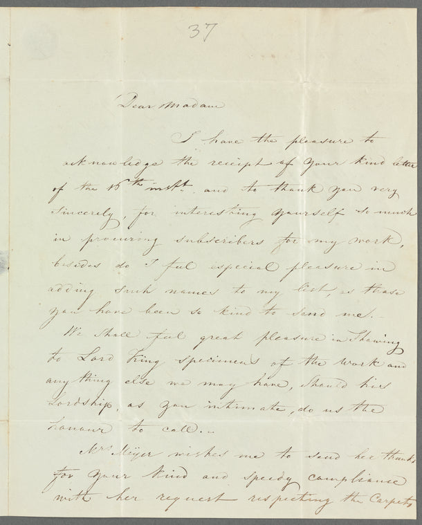 H. L. Meijer to Jane Porter, autograph letter signed