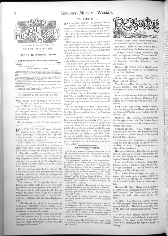 Freund's musical weekly