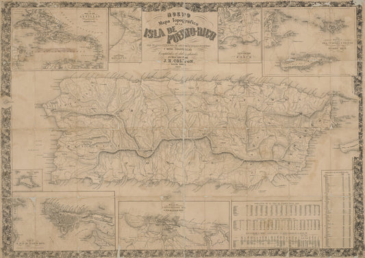 Nuevo mapa topográfico de la Isla de Puerto-Rico : con planos extensos de los principales puertos y notas estadisticas compiladas de datas officiales