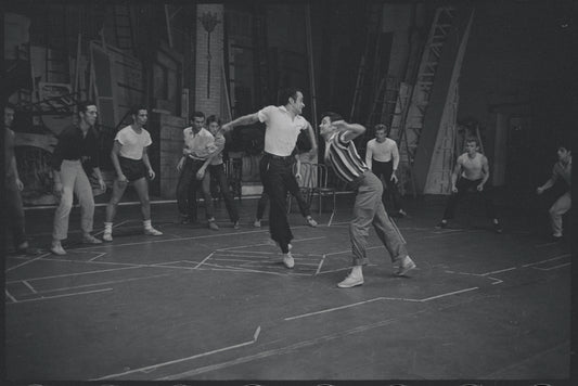 Ken Leroy, Michael Callan and ensemble in the stage production West Side Story