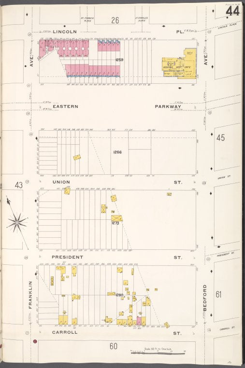 Brooklyn V. 7, Plate No. 44 [Map bounded by Lincoln Pl., Bedford Ave., Carroll St., Franklin Ave.]