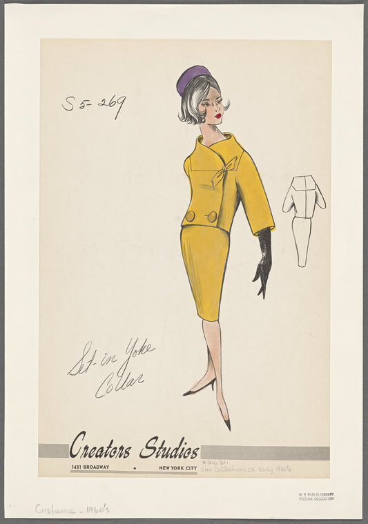 Women's suit with set-in yoke collar