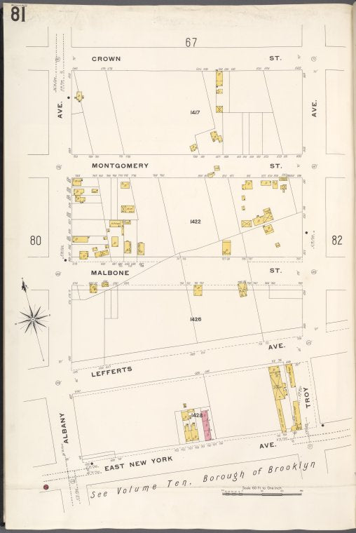 Brooklyn V. 7, Plate No. 81 [Map bounded by Crown St., Troy Ave., E. New York Ave., Albany Ave.]