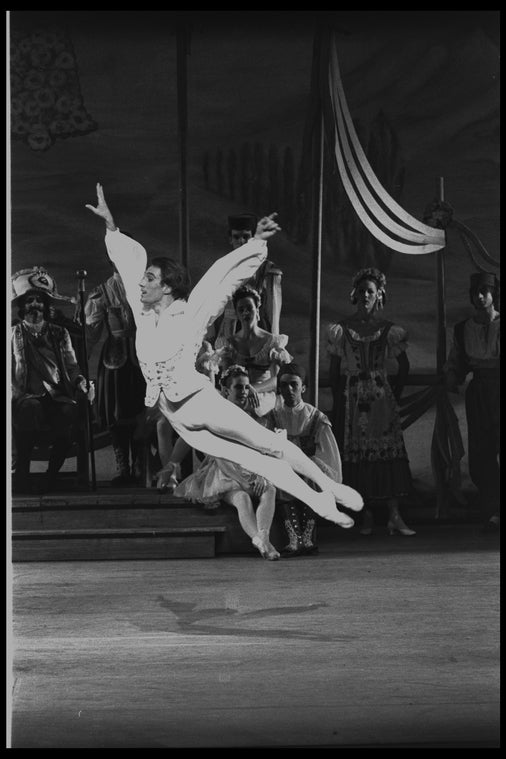 New York City Ballet production of "Coppelia" with Jean-Pierre Bonnefous as Franz, choreography by George Balanchine and Alexandra Danilova after Marius Petipa (New York)