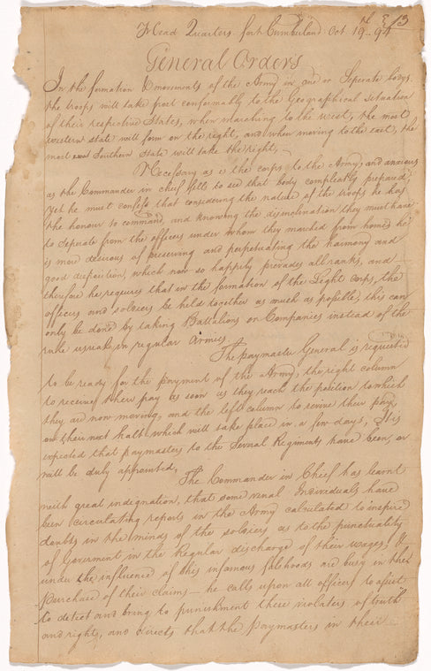 Manuscript Orderly Book