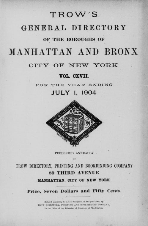 New York City directory: for the year ending July 1, 1904