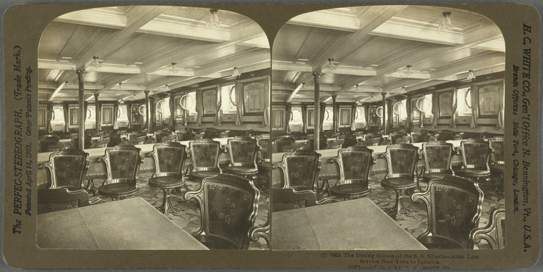 The Dining Saloon of the S. S. Siberia -- Atlas Line Service New York to Jamaica