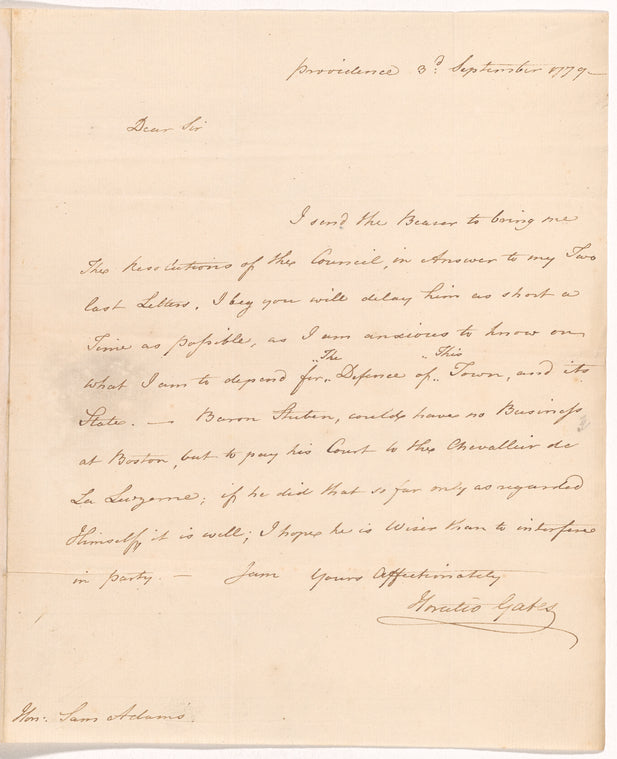 Letter from Horatio Gates