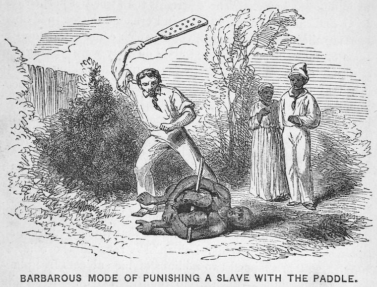 Barbarous mode of punishing a slave with the paddle