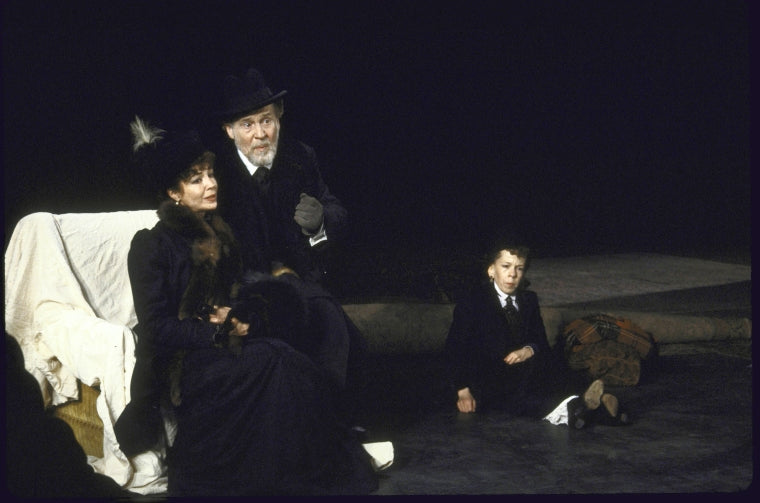 Actors (L-R) Natasha Parry, Erland Josephson and Linda Hunt in a scene from the Brooklyn Academy of Music's production of the play "The Cherry Orchard" (Brooklyn)
