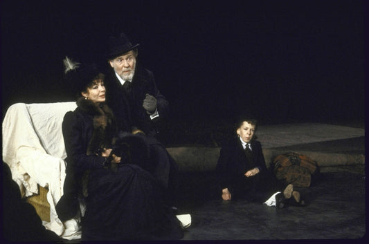 Actors (L-R) Natasha Parry, Erland Josephson and Linda Hunt in a scene from the Brooklyn Academy of Music's production of the play "The Cherry Orchard" (Brooklyn)