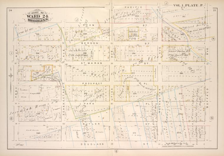 Map bound by Dean St., Pacific St., Buffalo Ave., Douglass St., Troy Ave.; Including Bergen St., St. Marks St., Prospect Pl., Park Pl., Butler St., Schenectady Ave., Utica Ave., Rochester Ave.