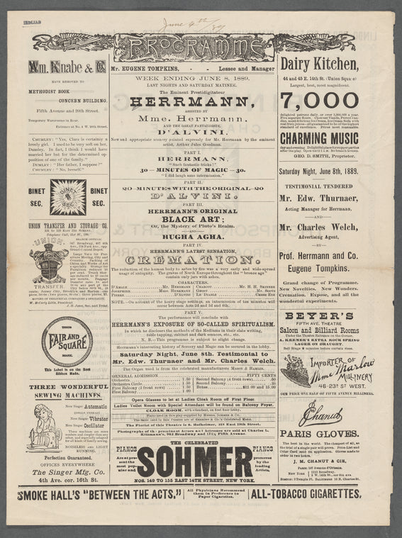 Fifth Avenue Theatre program, with Alexander Herrmann and Adelaide Herrmann