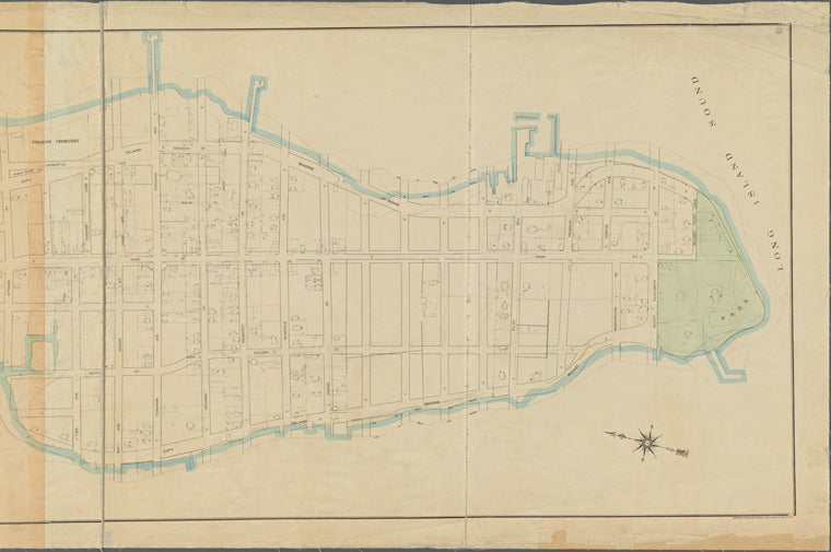 Map or plan showing a general design for a system of streets, avenues, public squares and places, parks, bridges, etc. in City Island borough of the Bronx