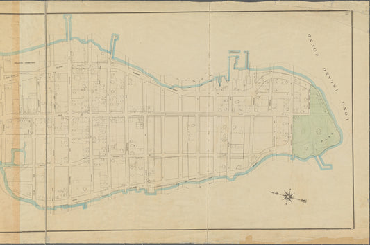 Map or plan showing a general design for a system of streets, avenues, public squares and places, parks, bridges, etc. in City Island borough of the Bronx