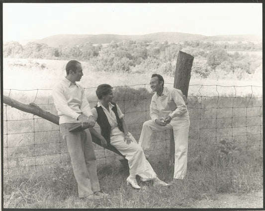 Harold Clurman, Cheryl Crawford, and Lee Strasberg outdoors at Group Theatre