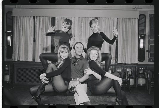 Joel Grey and dancers in rehearsal for the stage production Cabaret