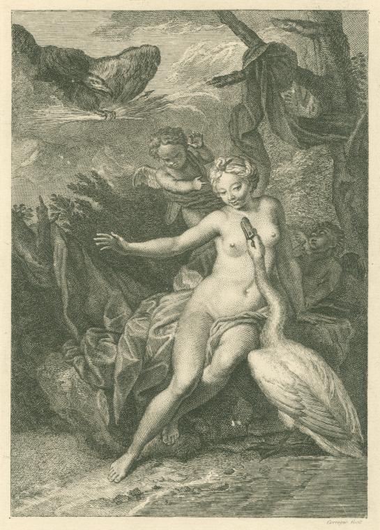 Leda with Zeus in the forms of a swan and an eagle