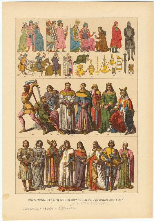 Edad media - trajes de los españoles de los siglos XIII y XIV