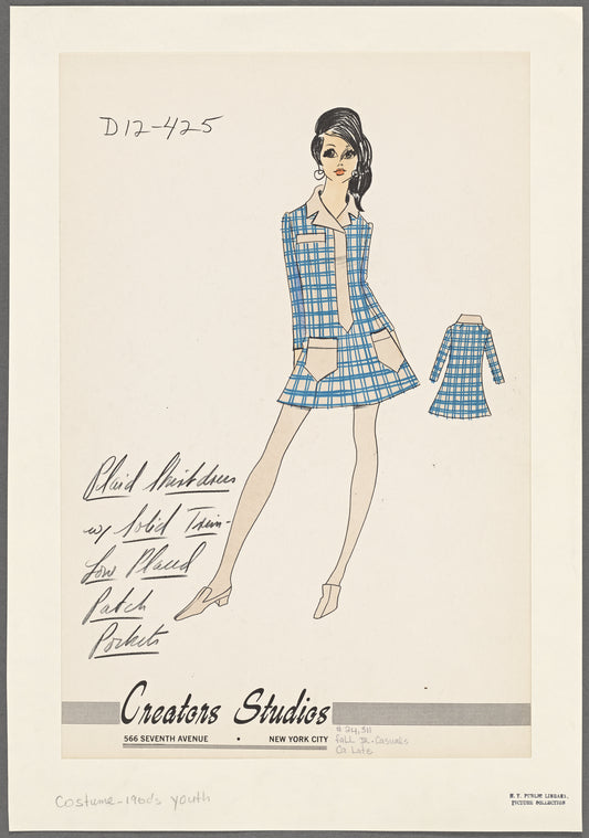 Plaid shirtdress with solid trim and low placed patch pockets