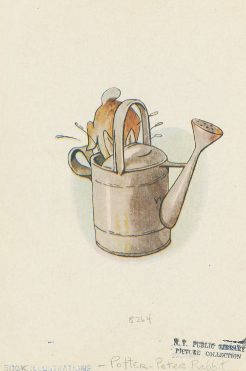 Peter rushed into the tool-shed, and jumped into a can.