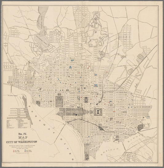 Map of the city of Washington : showing the location of cases of small-pox and deaths therefrom by color and by squares during the year ended June 30, 1895